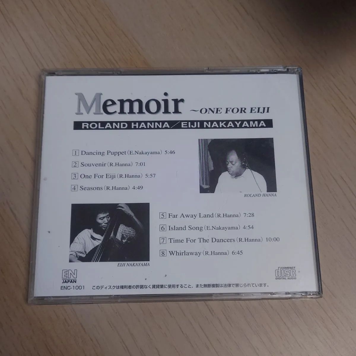 Jazz Roland Hanna Eiji Nakayama Memoir One For Enc-1001 Cd