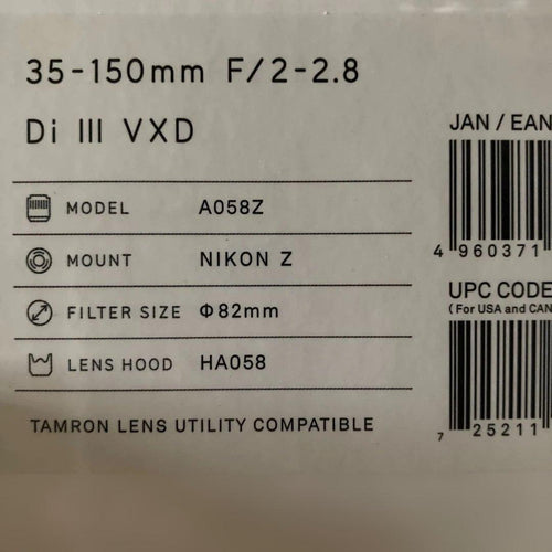 Zoom Lenses Tamron 35-150Mm F/2-2.8 Di Iii Vxd A058Z