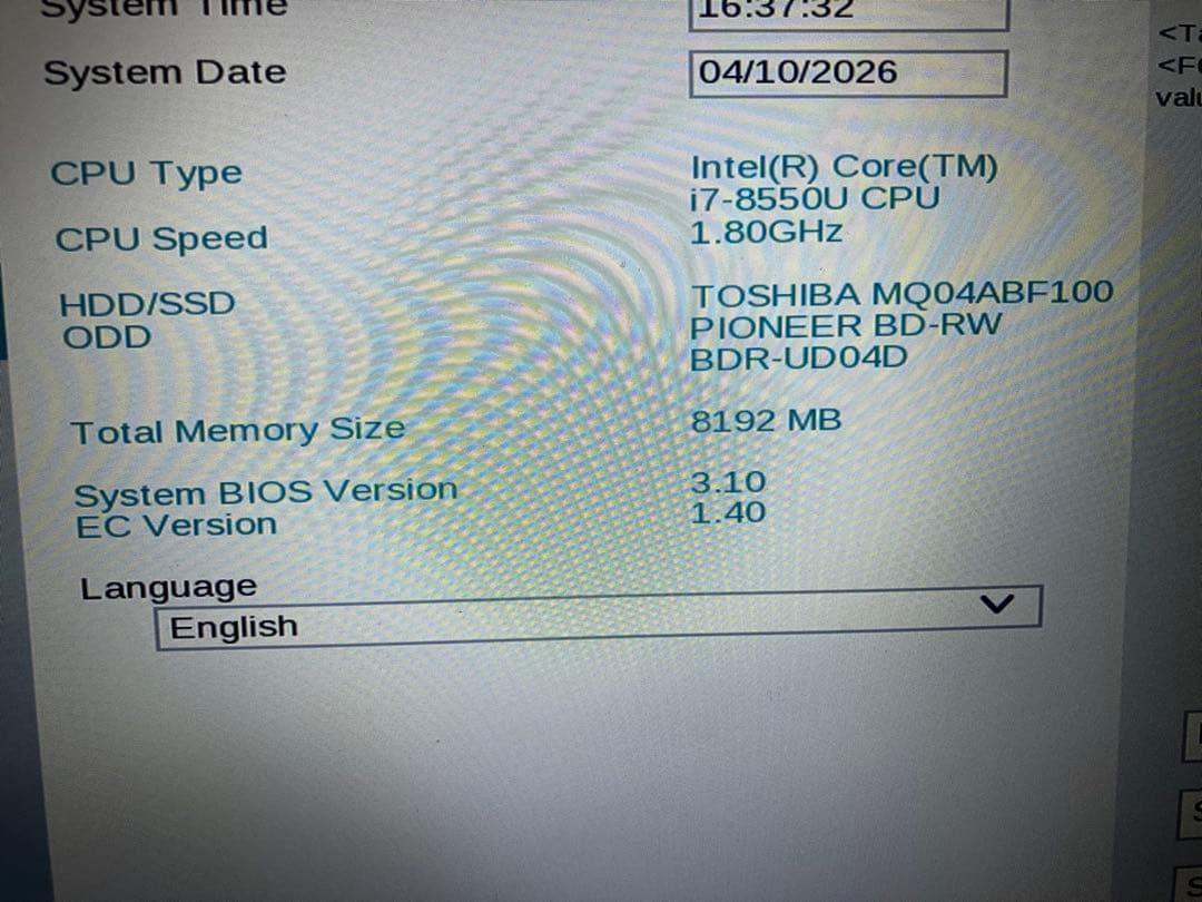 Toshiba Windows Notebook Body Dynabook Core I7 T75/Gg 8550U