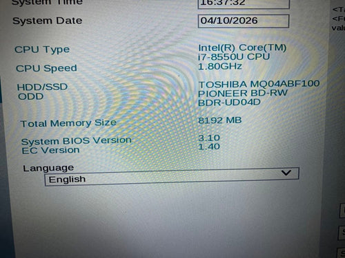 Toshiba Windows Notebook Body Dynabook Core I7 T75/Gg 8550U