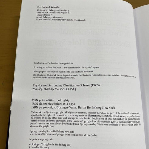 Science And Engineering 01) 1 /Roland Winkler/Springer/Spin-Orbit /A