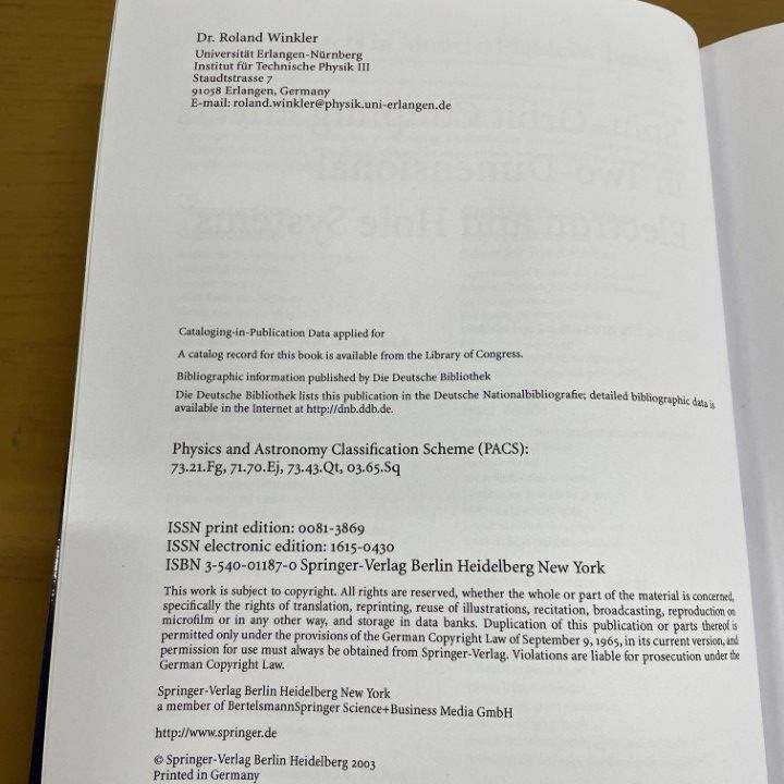 Science And Engineering 01) 1 /Roland Winkler/Springer/Spin-Orbit /A