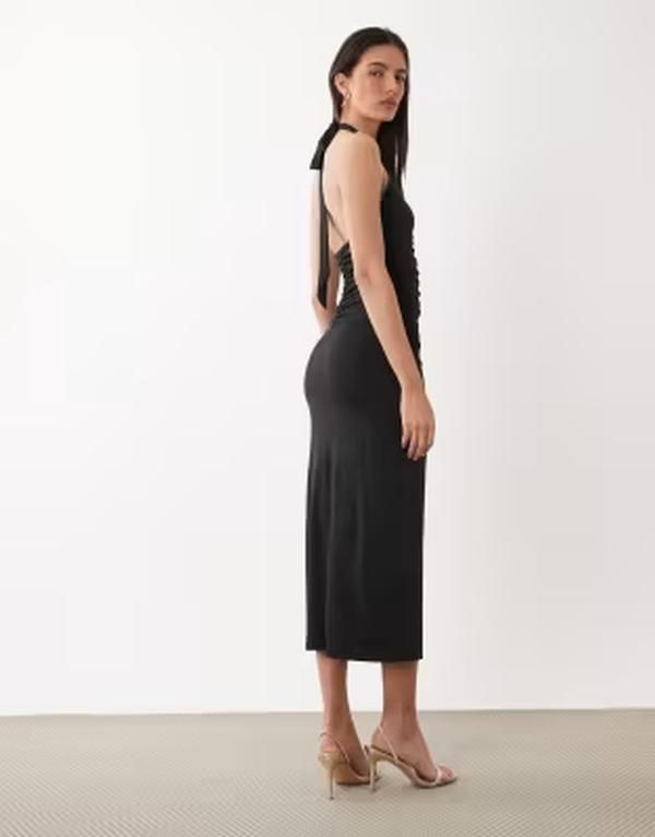 Onlee Long Sleeves, Three Quarter Sleeve Only Halterneck Slinky Midaxi Dress