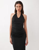 Onlee Long Sleeves, Three Quarter Sleeve Only Halterneck Slinky Midaxi Dress