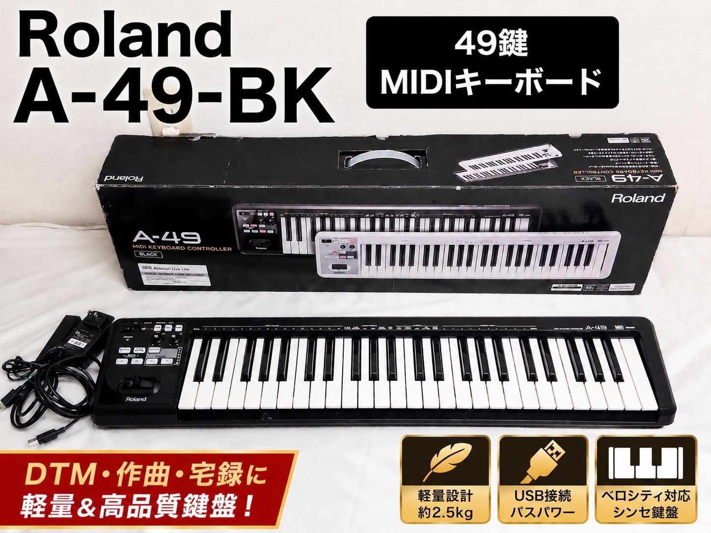 Roland Midi Keyboard Pad A-49-Bk 49 Usb Dtm