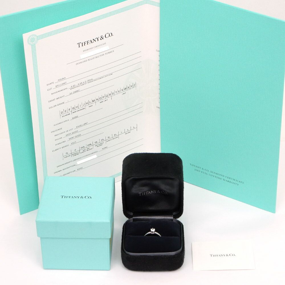 Tiffany Ring Pt950 0.34Ct 10 I/Clarity:Vvs1/Cut:Excellent