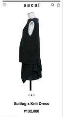Sacai Sleeveless 26Ss Suiting X Knit Dress