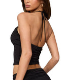 Long Sleeve Edikted Romee Ruched Halter Top Black