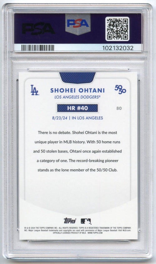 Mlb Psa Psa9 Mint 2024 Topps 50/50 #80 Hr #40 Shohei Ohtani