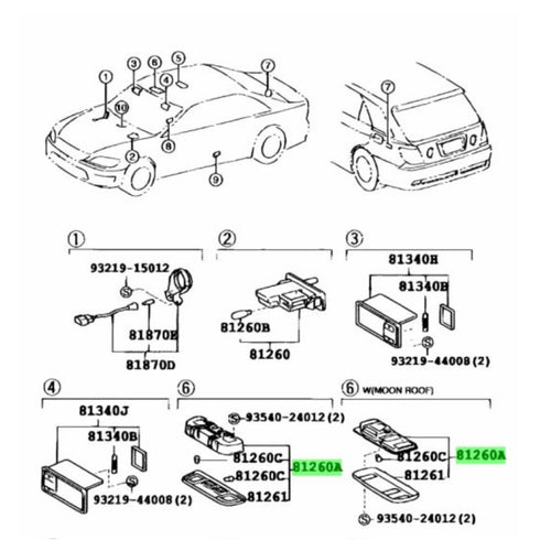 Toyota Others Chaser Mark 2 Blit Jzx110 Gx110 Jzx100 Gx100 Map Lamp