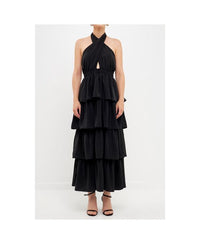 Others Endless Rose Womens Crossed Halter Neck Tiered Max