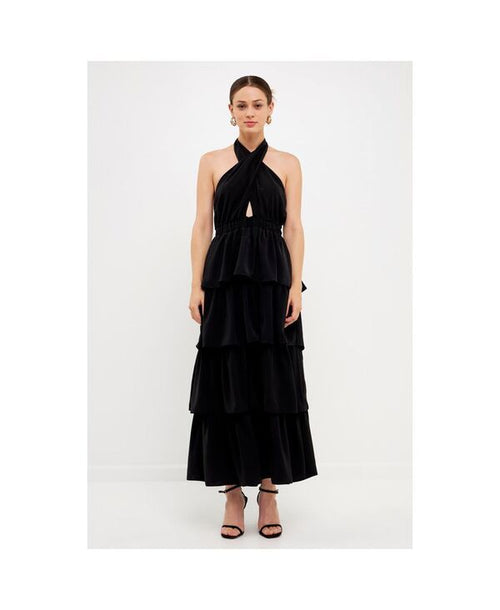 Others Endless Rose Womens Crossed Halter Neck Tiered Max