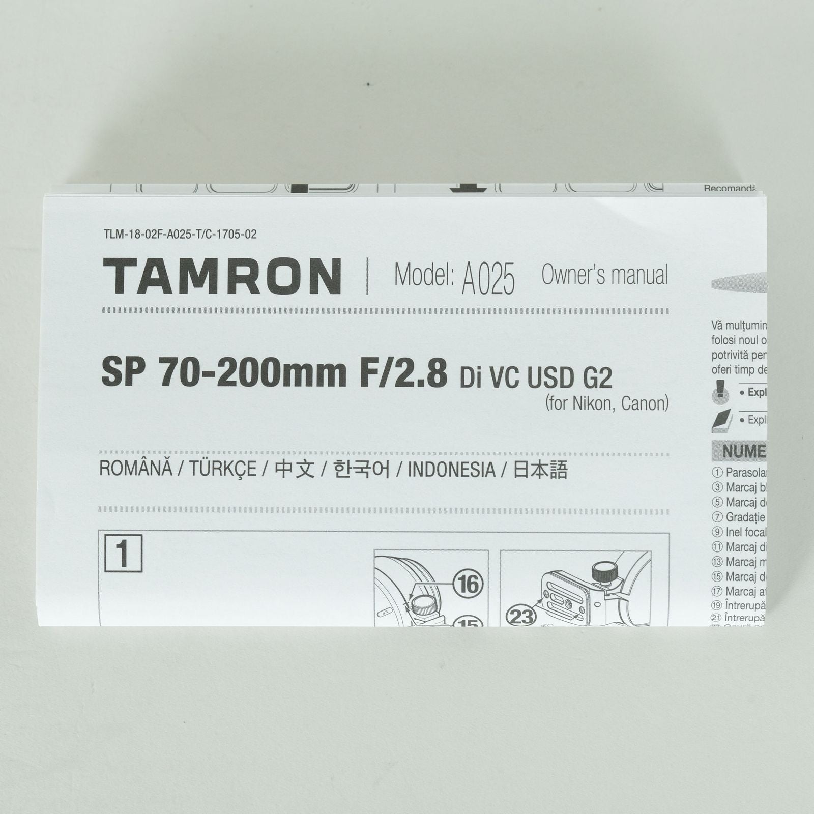 Tamron Lens (Zoom) Sp 70-200Mm F/2.8 Di Vc Usd G2 (Model A025) F Nikon