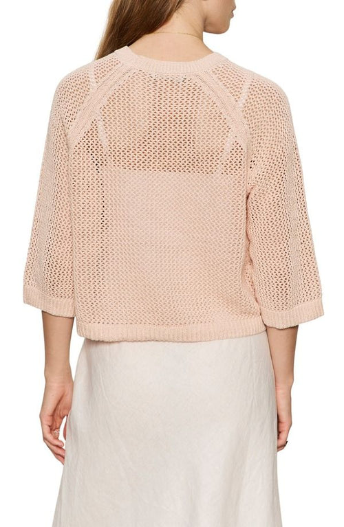 Sanctuary Trainer Sweatshirts Metallic Openwork Sweater Top Washed Salmon Pink