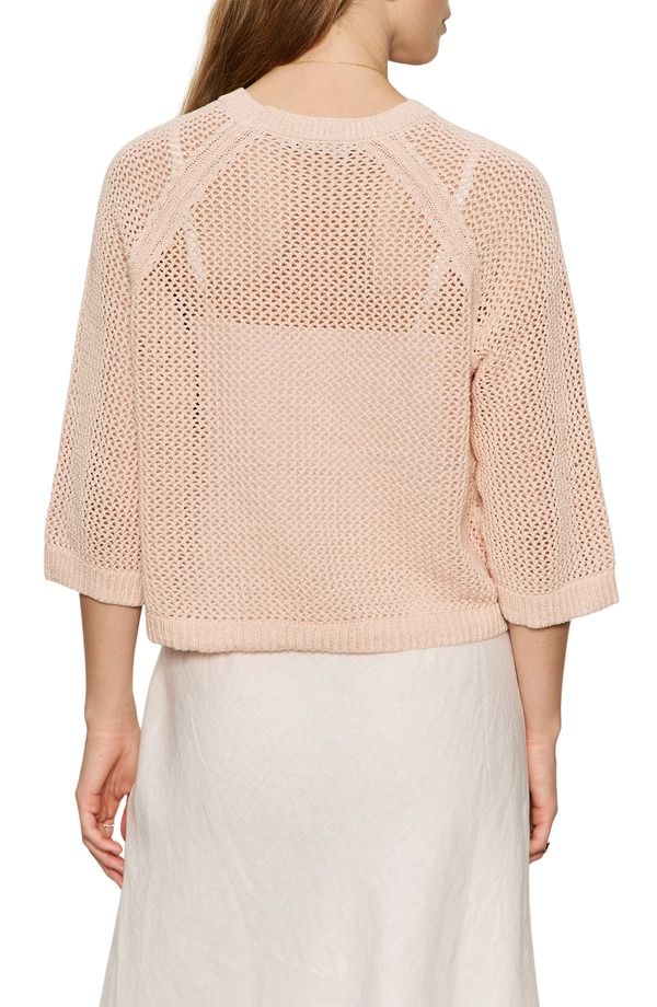 Sanctuary Trainer Sweatshirts Metallic Openwork Sweater Top Washed Salmon Pink