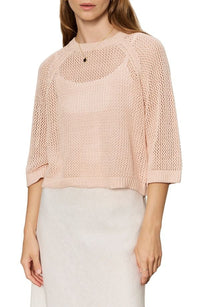 Sanctuary Trainer Sweatshirts Metallic Openwork Sweater Top Washed Salmon Pink
