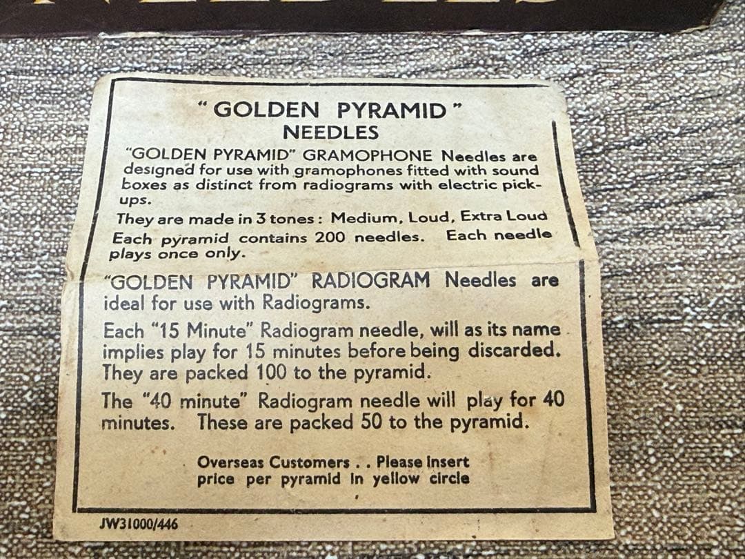 Record Needle Cartridge 6 Golden Pyramid Needles