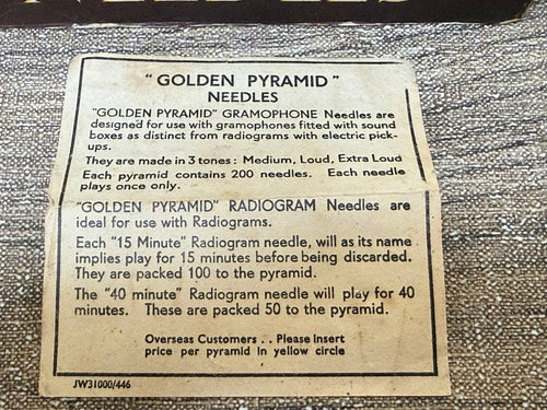 Record Needle Cartridge 6 Golden Pyramid Needles