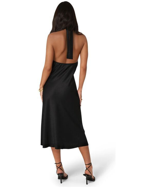 Bebe Long Sleeves, Three Quarter Sleeve Womensatin Halter Front Cowl Neck Midi