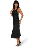 Bebe Long Sleeves, Three Quarter Sleeve Womensatin Halter Front Cowl Neck Midi