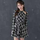 Long Sleeves, Three Quarter Sleeve Halter Check Mini Onepiece