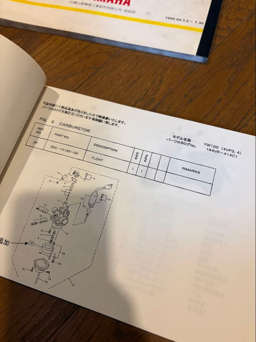 Yamaha Catalog Manual Bw'S 100 1998 1999 2