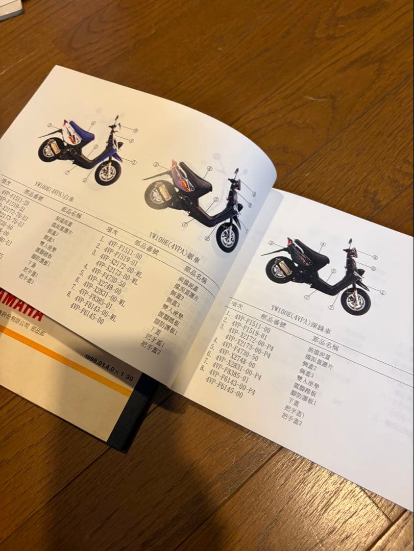Yamaha Catalog Manual Bw'S 100 1998 1999 2