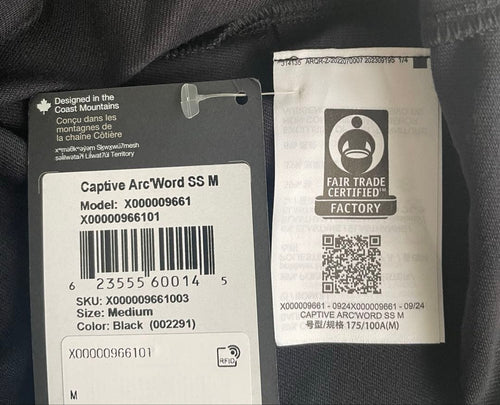 Arc'Teryx T-Shirts Captive Arc'Word Ss M Black