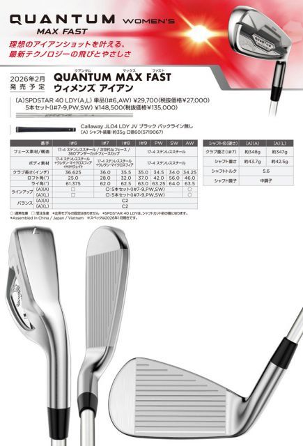 Callaway Golf Single Iron Quantum Max Spdstar 40 For 6 Aw]