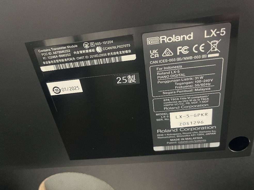 Roland Keyboard Electronic Piano 85452 Lx5Gpkr 25