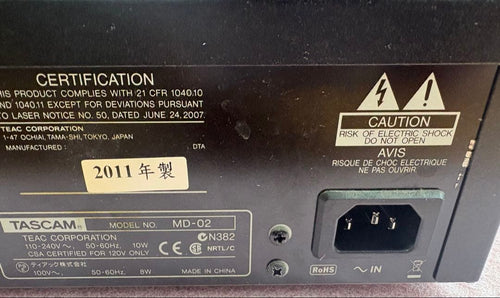 Tascam Cd Md Cassette Deck Md-02