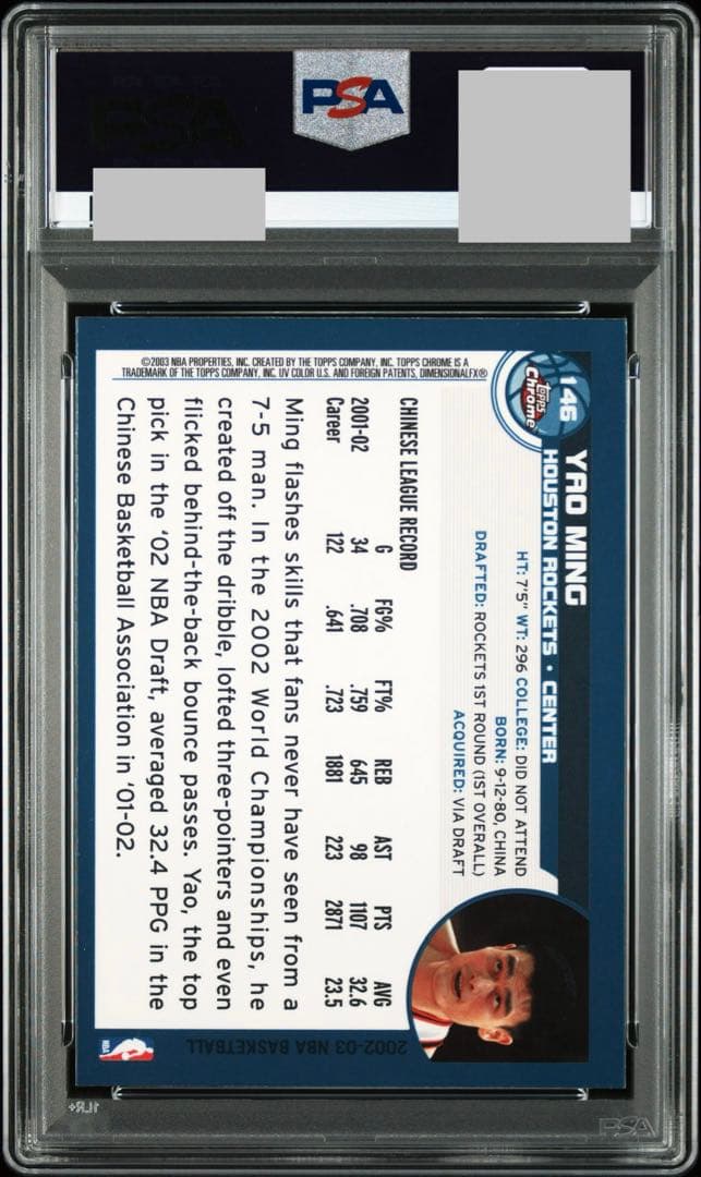 Nba 2002 Topps Chrome Yao Ming #146 Psa9 Rc