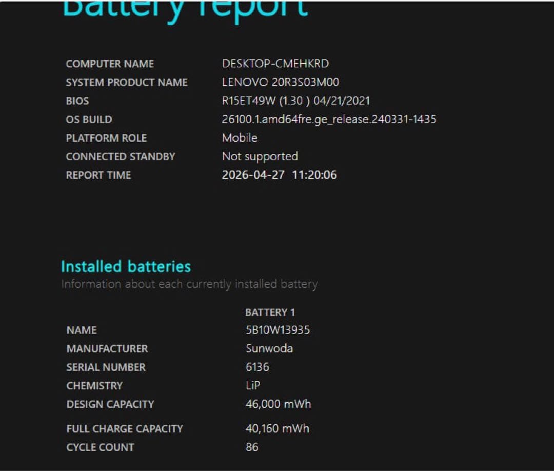 Windows Laptops Thinkpad L13 10 I3-10110U Ssd128