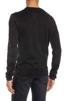T -Shirt John Varvatos Walter Long Sleeve Acid Wash Crewneck Tshirt Black