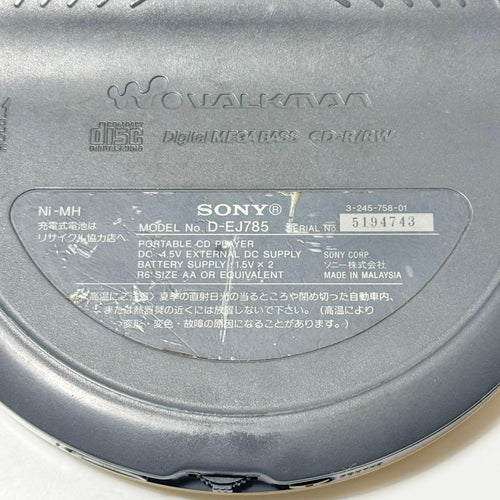 Sony Portable Cd Player Walkman D-Ej785
