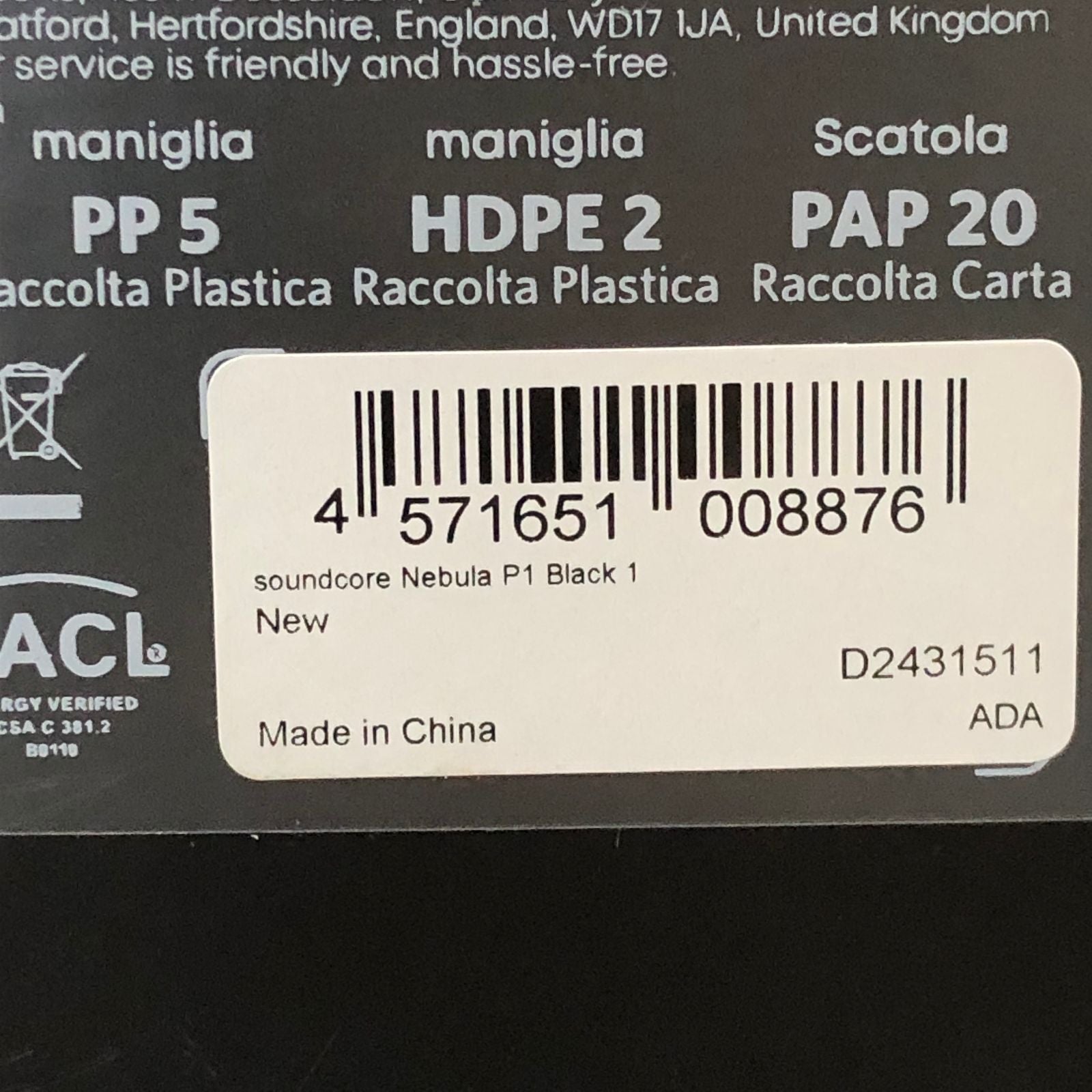 Anker Projector Body Soundcore Nebula P1 D2431511 Smkdetc095797