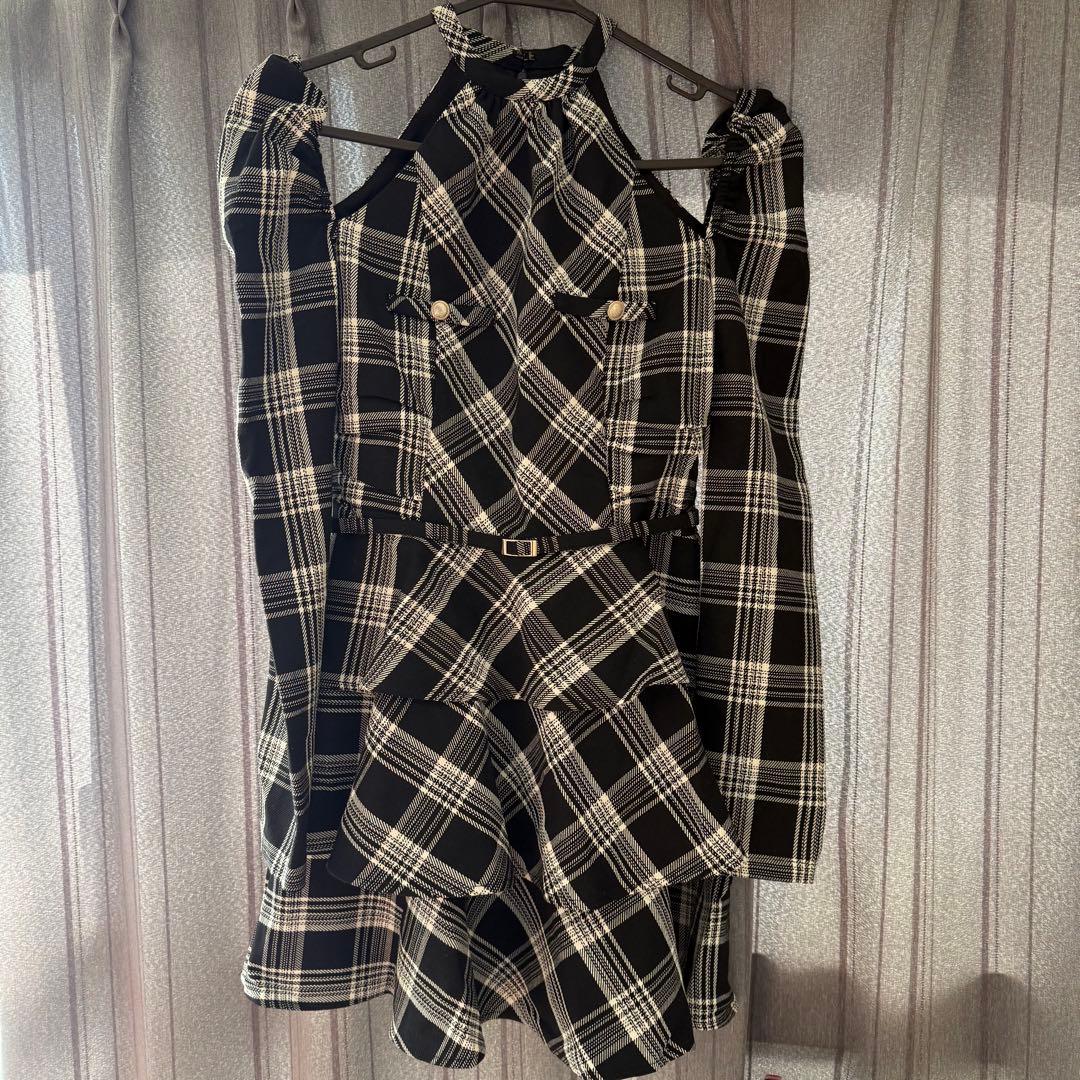 Long Sleeves, Three Quarter Sleeve Halter Check Mini Onepiece