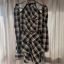 Long Sleeves, Three Quarter Sleeve Halter Check Mini Onepiece