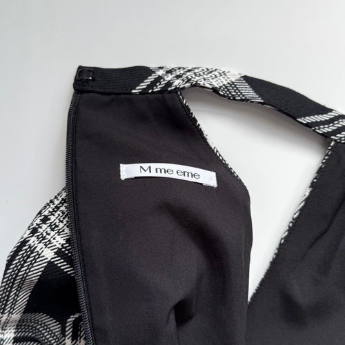 Long Sleeves, Three Quarter Sleeve Halter Check Mini Onepiece