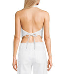Gb Long Sleeve Gbutton Front Halter Denim Vest White
