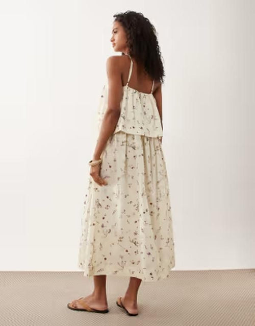 Asos Long Sleeves, Three Quarter Sleeve Design Halter Double Layer Maxi Dress