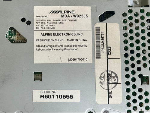 Alpine Decks, Players Changers Mda-W925Js 2Din Cd/Md
