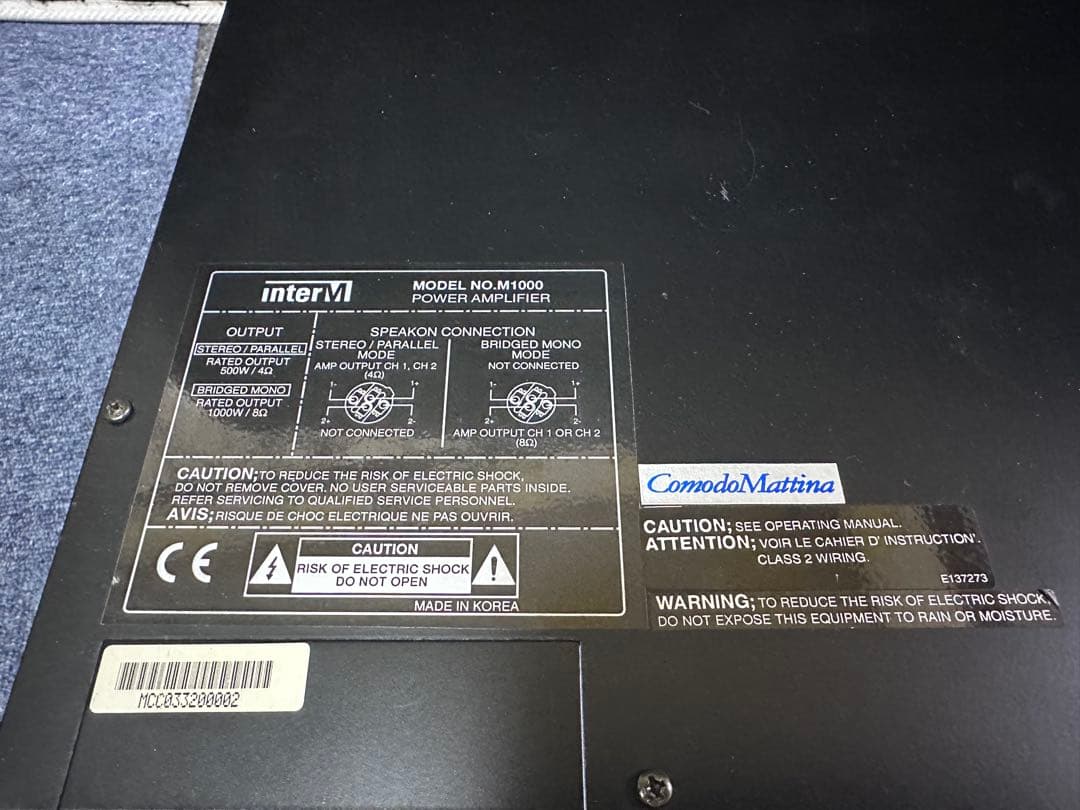 Power Amplifiers Inter M 1000 Ampler