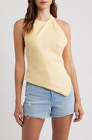 Long Sleeve Petal Pup Ilyanasymmetricotton Linen Halter Top Yello
