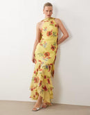 Long Sleeves, Three Quarter Sleeve Asos Design Halter Maxi Dress With Scarf