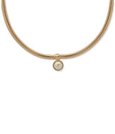 Anne Klein Necklace Gold Tone Omega Chain Pearl Pendant Collar G