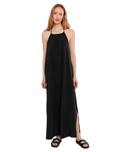 Long Sleeves, Three Quarter Sleeve Go With The Flow Halter Dress True Black