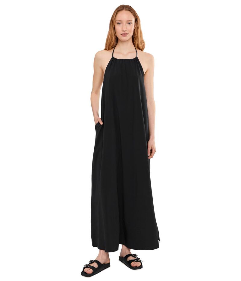 Long Sleeves, Three Quarter Sleeve Go With The Flow Halter Dress True Black