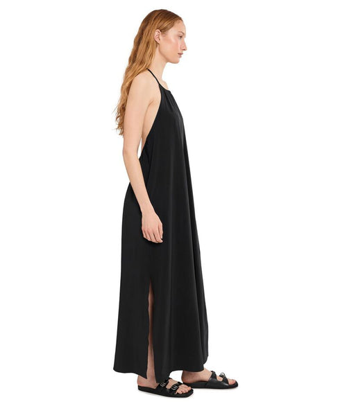 Long Sleeves, Three Quarter Sleeve Go With The Flow Halter Dress True Black
