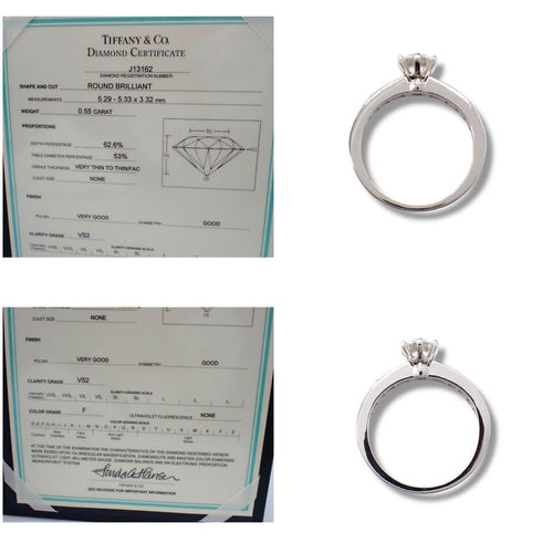 Tiffany Ring 0.55Ct 8 Pt950 F Vs2 Vg None 4507
